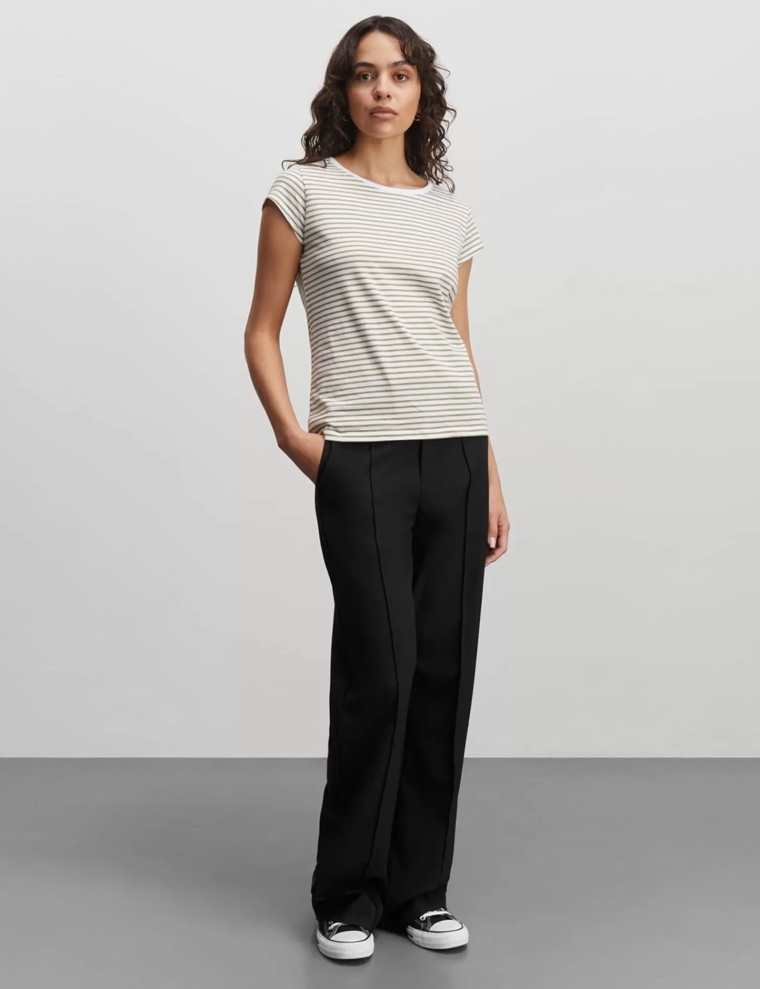 Dame MADS NØRGAARD Organic Jersey Stripe Teasy Tee FAV