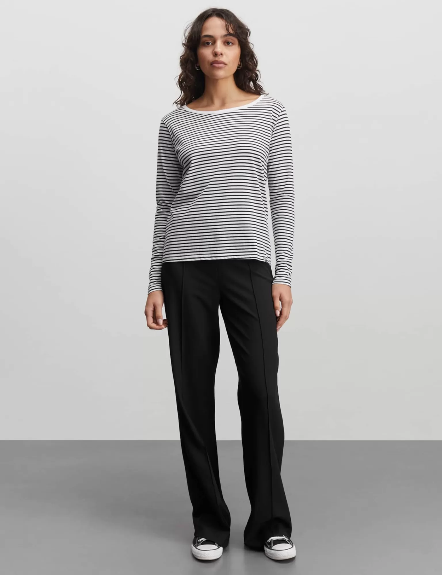 Dame MADS NØRGAARD Organic Jersey Stripe Tenna Tee LS FAV